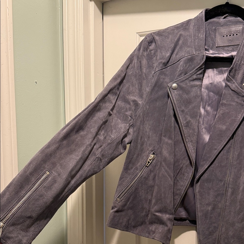 Blank NYC Women's Suede Gray Leather Moto/Biker Jacket - Picture 3 of 4